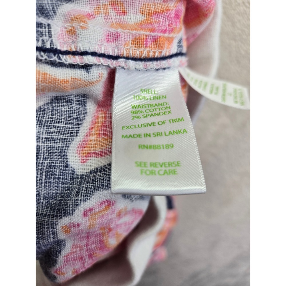 Lilly Pulitzer Linen Beach Pants Navy Pink Floral Tropical Drawstring XS Resort - Picture 10 of 10